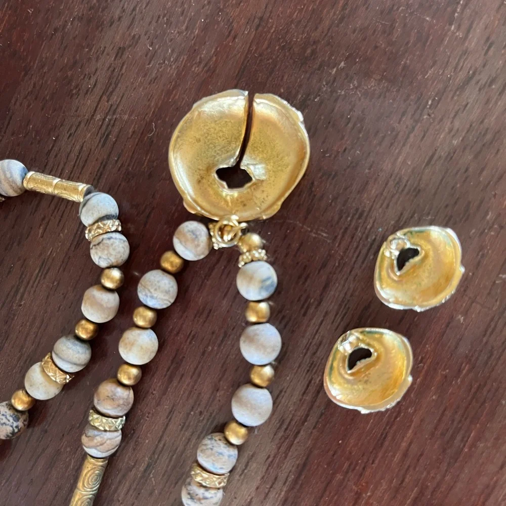 Arque Arte, 24k gold jewelry set; necklace, earrings and bracelet. Exquisite! - Picture 7 of 13